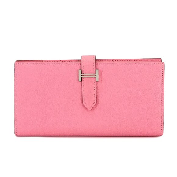 HERMES Bearn Souffle Long Wallet Chevre Rose Confetti Purse 90290081 - Picture 1 of 10